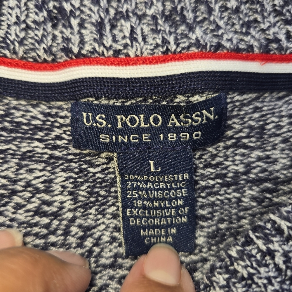 U.S. Polo Assn. Womans Gray Marled Flecked Crewneck Sweater Knit Pullover L - Picture 5 of 8